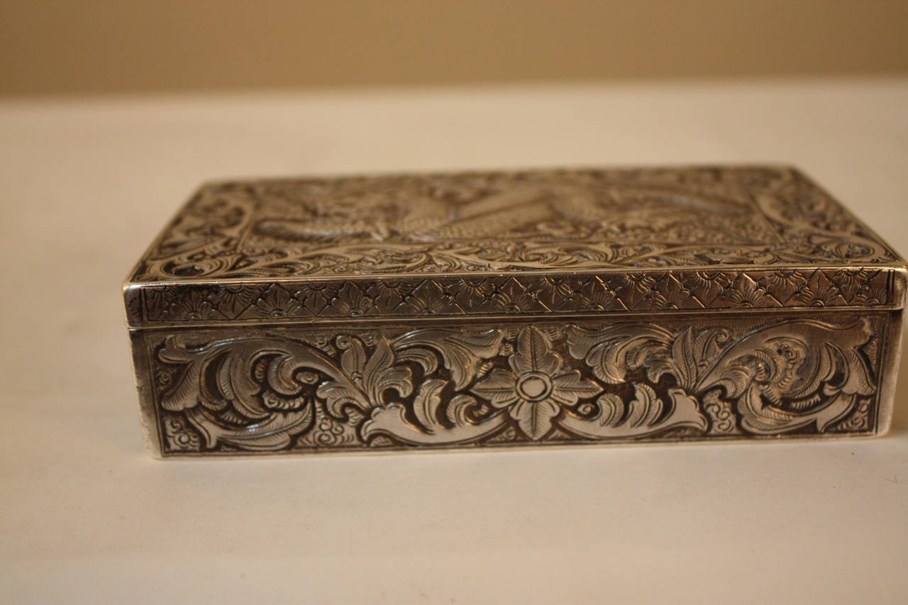 Asian Oriental Dragon Silver Box