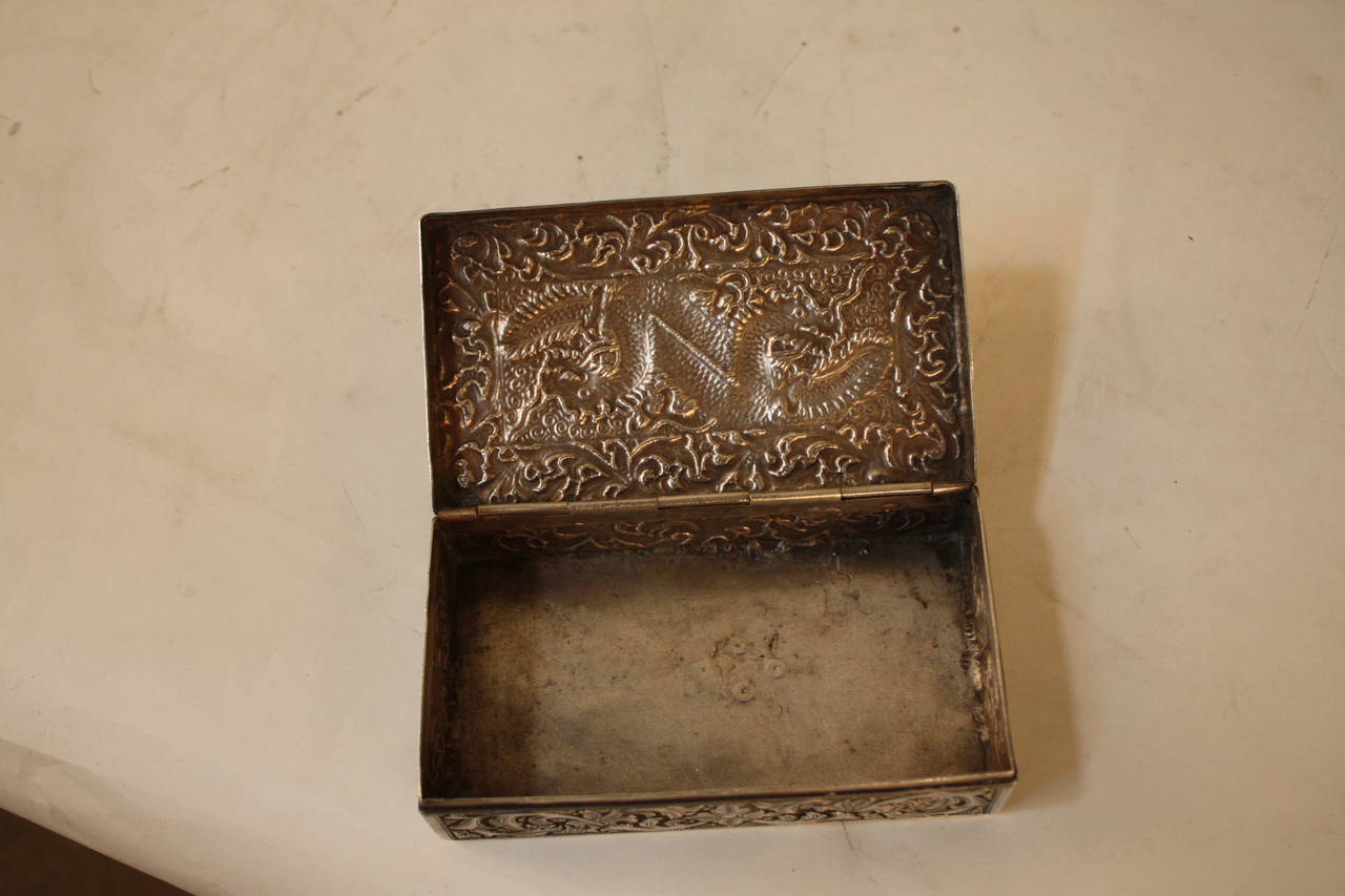Oriental Dragon Silver Box In Good Condition In Fairfax, VA