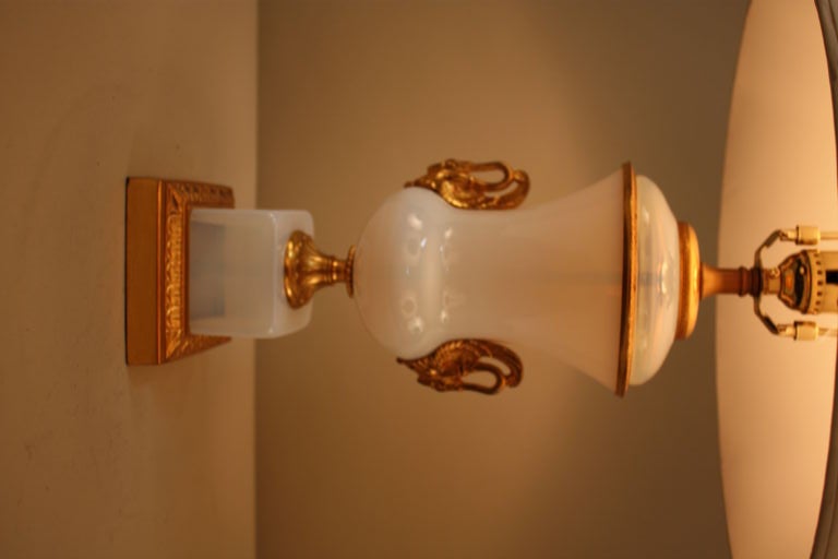French Opaline Glass Table Lamp