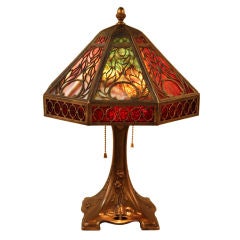Antique American Slag Glass Lamp