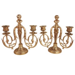 19th c. French Bronze Candelabra by Louise Kley