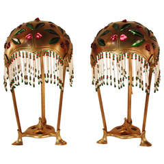 Pair of Austrian Art Nouveau Table Lamps by Geschutzt