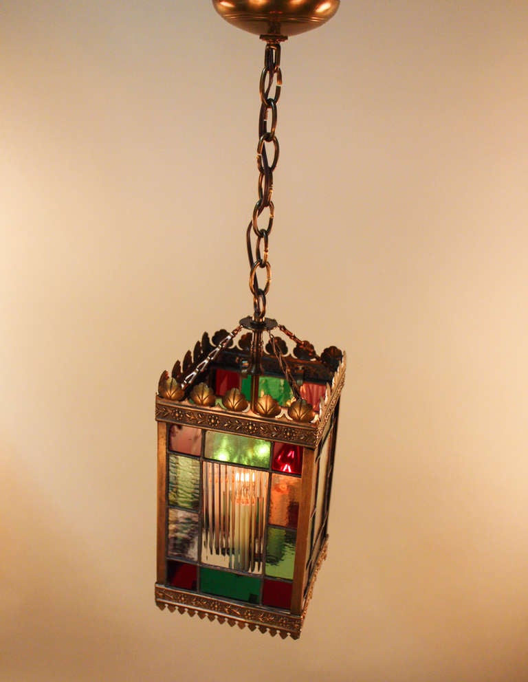 Bronze and Stained Glass Lantern 3