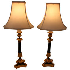 Pair of Bronze Candlestick Lamps