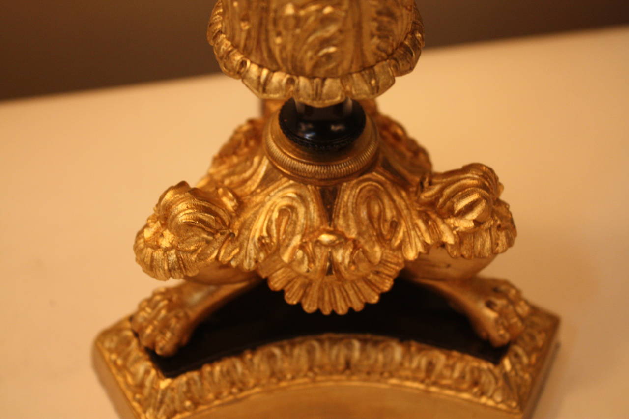 French Pair of Bronze Candlestick Lamps