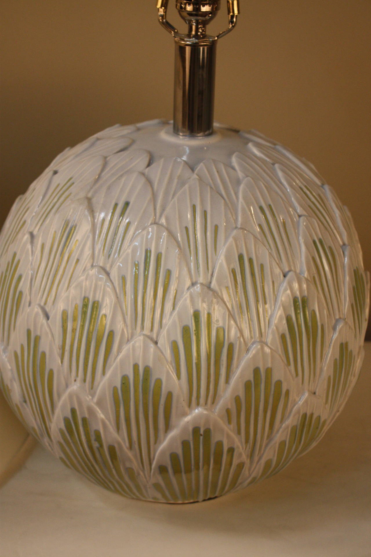French Ceramic Artichoke Lamp