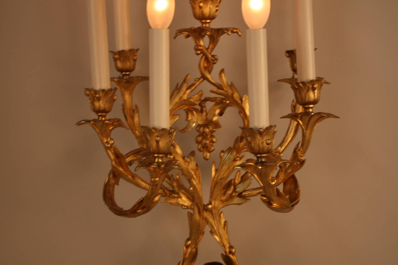 European Fabulous Bronze Candelabra Lamp