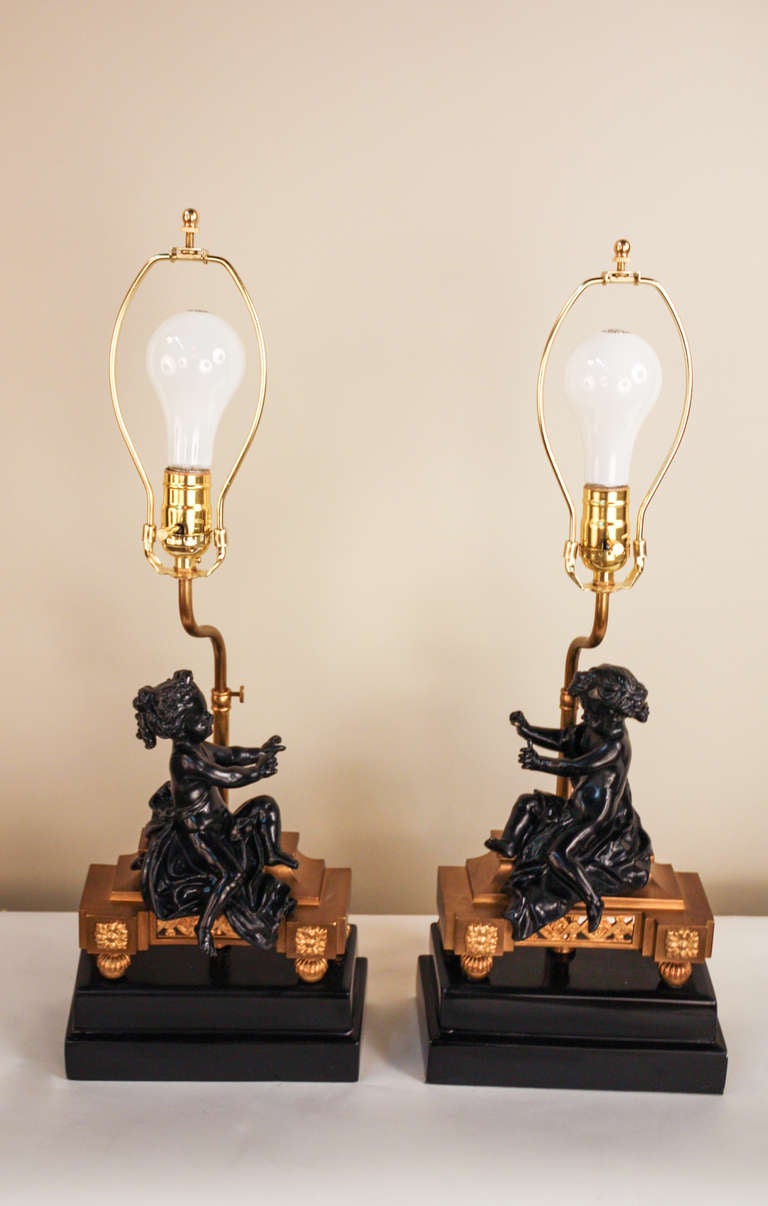 19th c. French Bronze Lamps 1