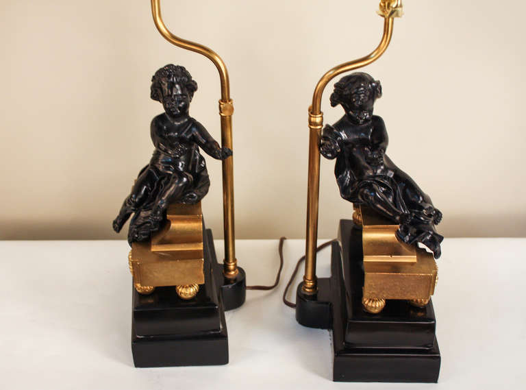 19th c. French Bronze Lamps 2