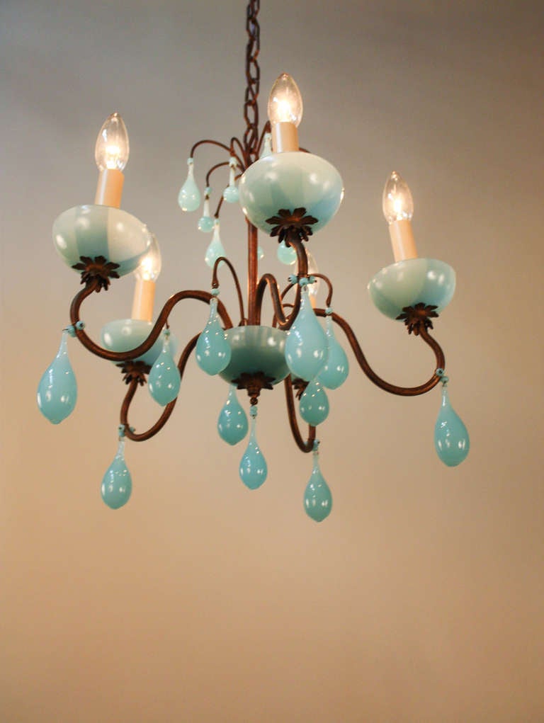Mid-20th Century Midcentury Gold Leaf Chandelier