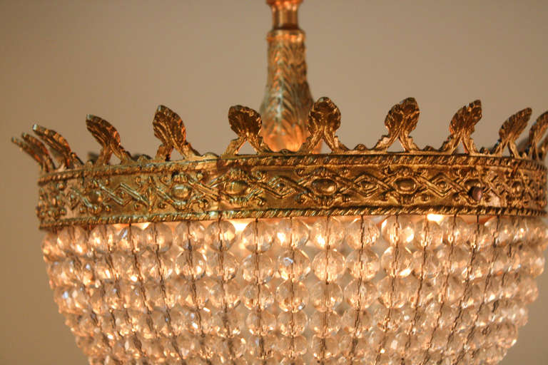 Mid-20th Century Spanish Crystal Ceiling Light