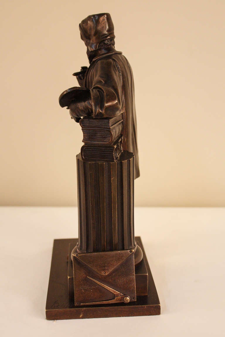 20th Century Bronze Sculpture of Leonardo da Vinci by Seiffer