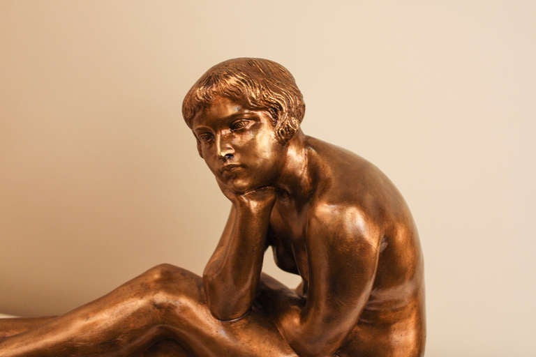 Art Deco French Bronze Nude Woman by S. Lerc