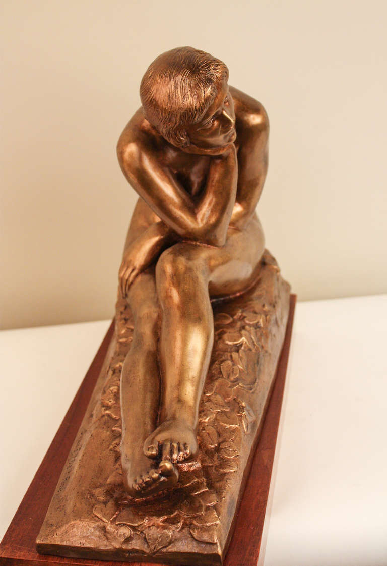 Mid-20th Century French Bronze Nude Woman by S. Lerc