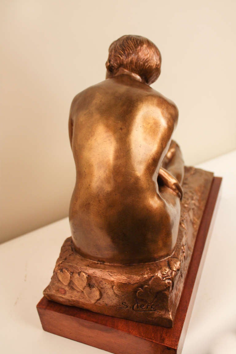 French Bronze Nude Woman by S. Lerc 2