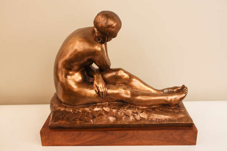 French Bronze Nude Woman by S. Lerc 3
