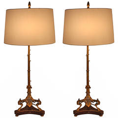 Pair of 19th Century Candelabra Base Lamps