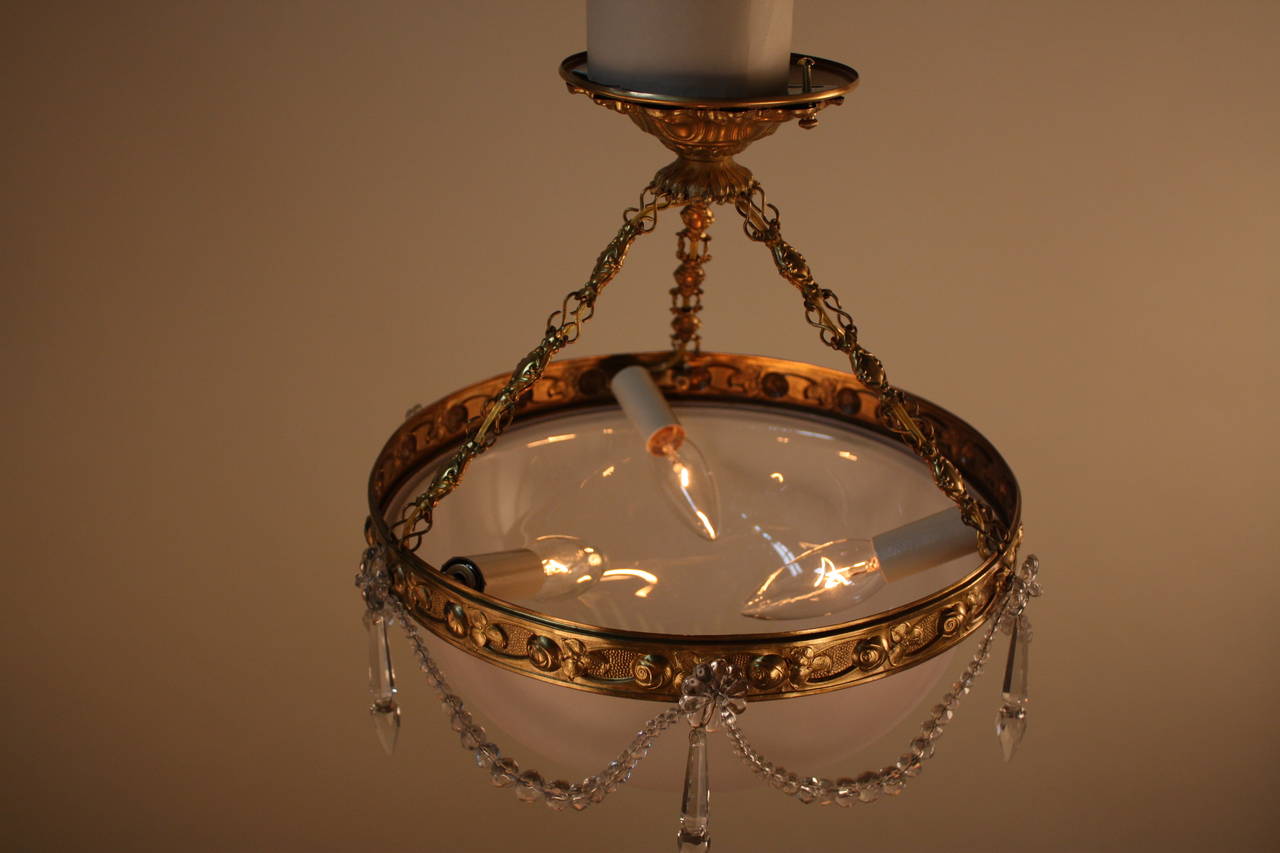 Bronze Spanish Cut-Glass Pendent Light