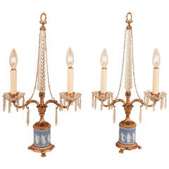 Antique Pair of Neoclassical Candelabra Table Lamps