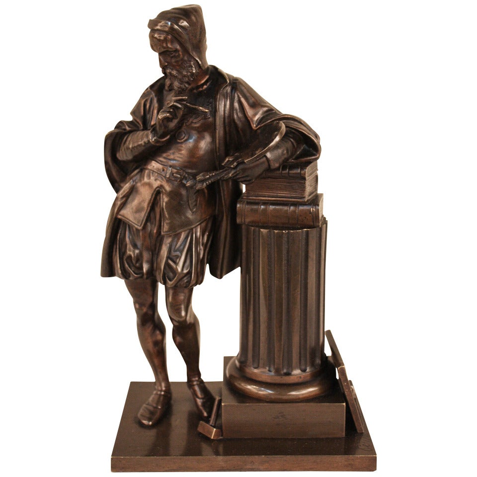Bronze Sculpture of Leonardo da Vinci by Seiffer