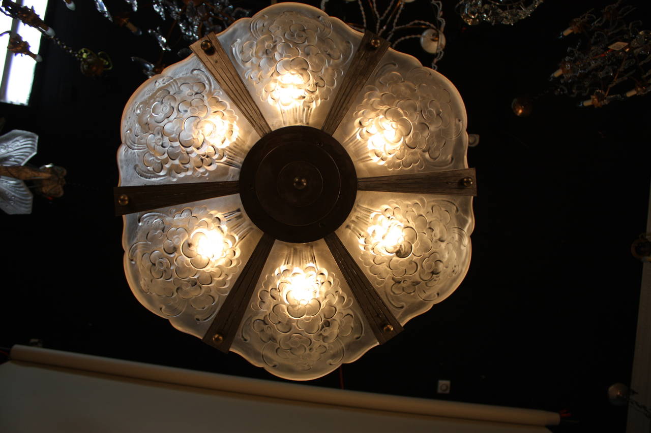 Brushed French Art Deco Chandelier