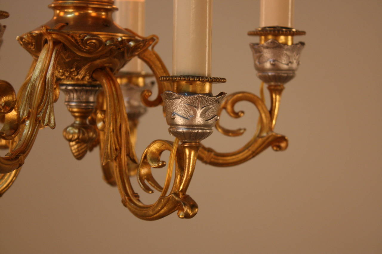 Pair of French 19th Century Bronze Chandeliers 1