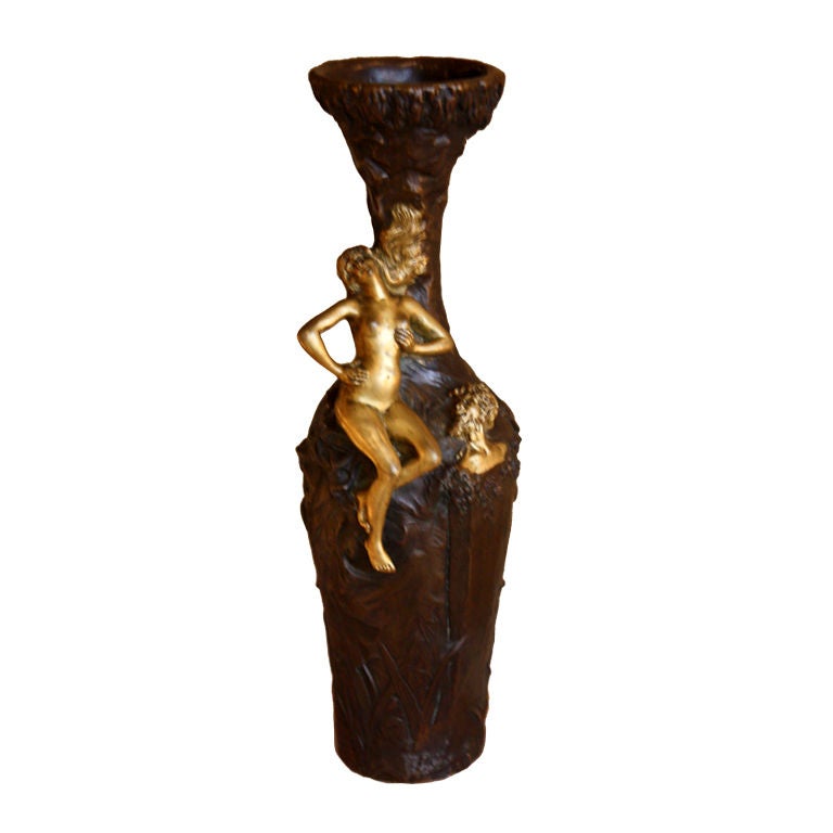 19th c. Gilt Bronze Vase For Sale