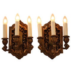 Antique American Bronze Wall Sconces