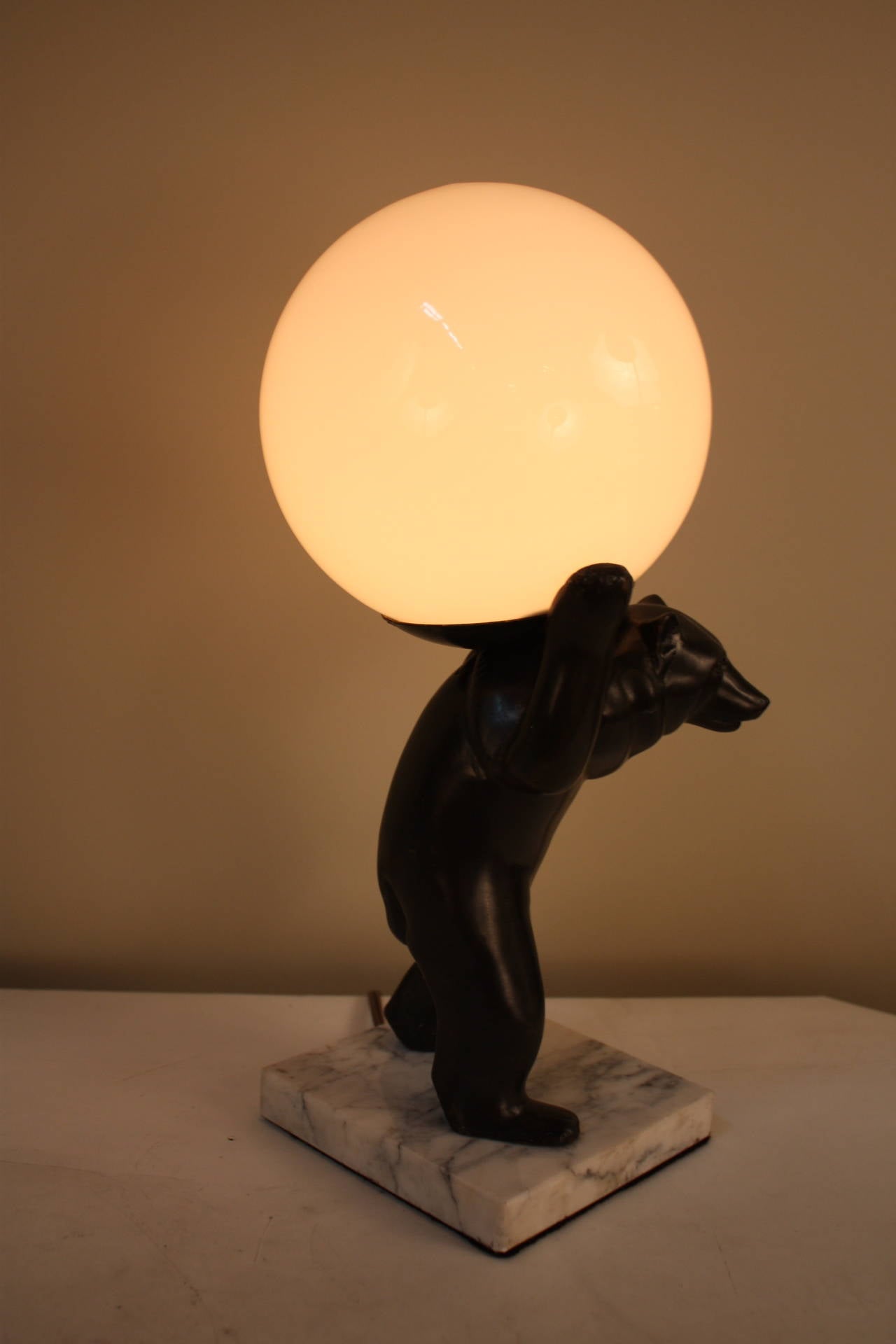 Art Deco Bronze Bear Table Lamps