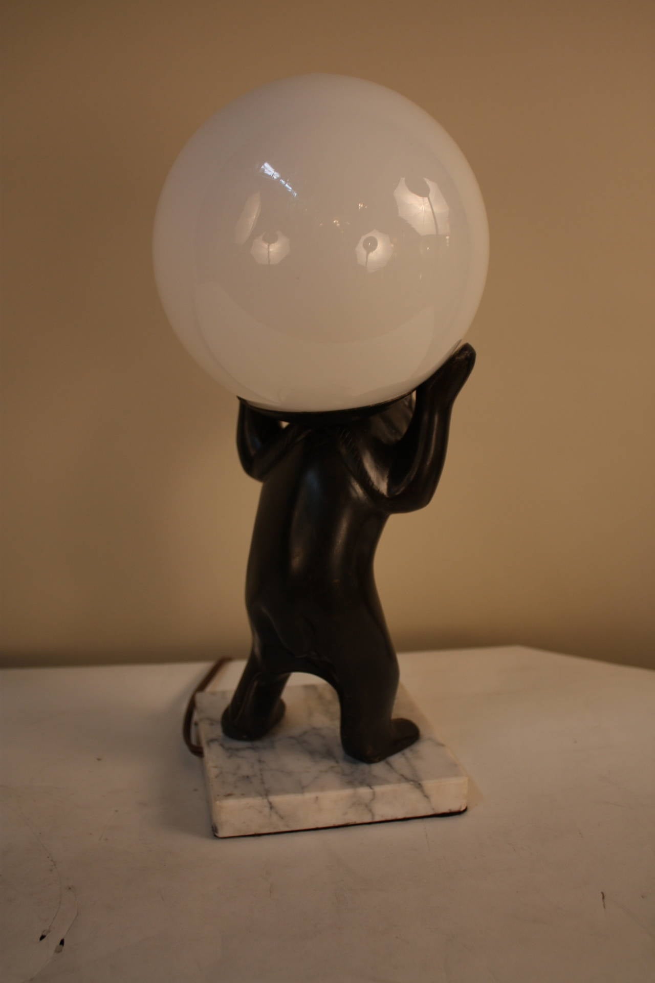 Bronze Bear Table Lamps In Good Condition In Fairfax, VA