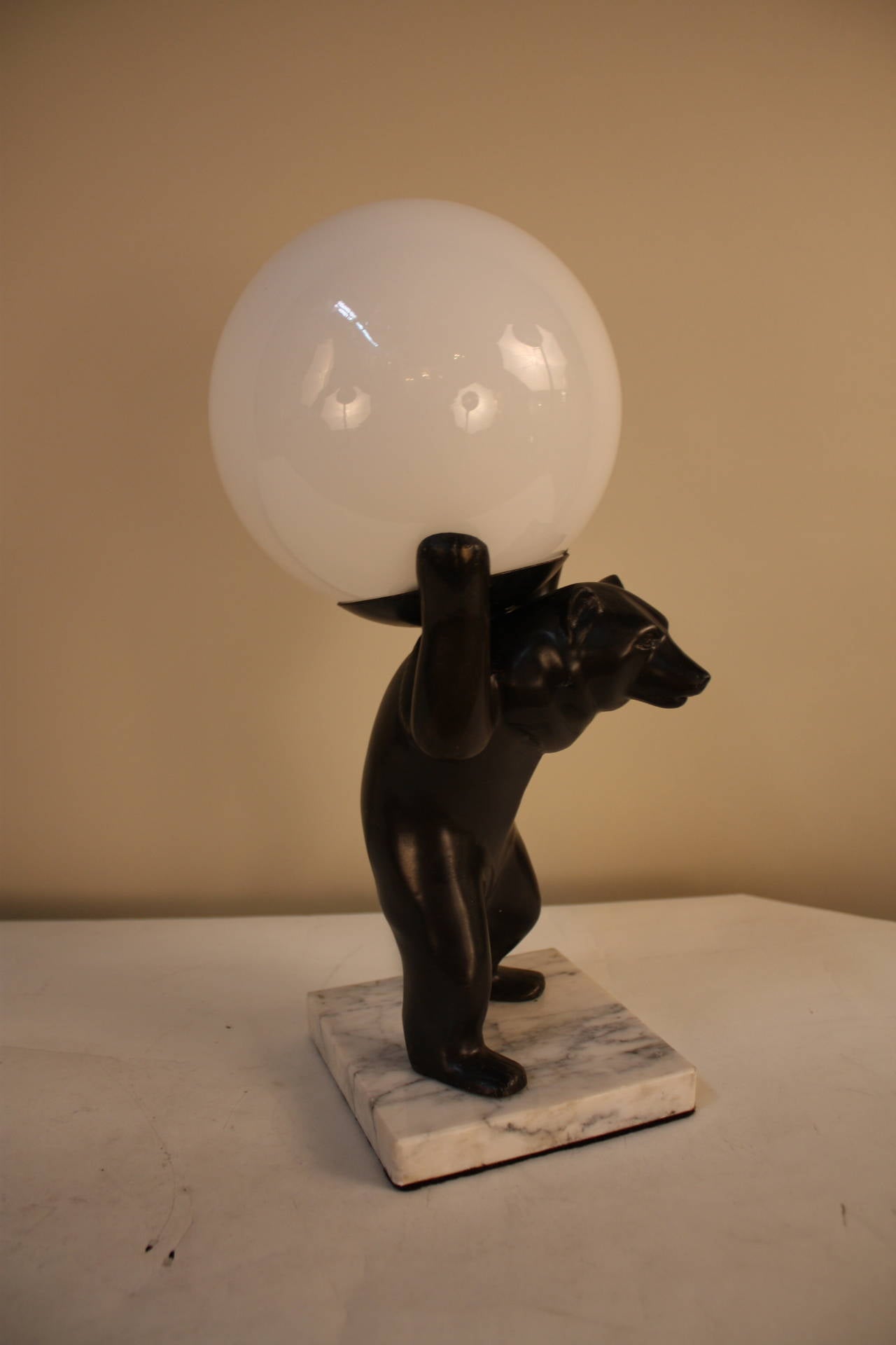 Mid-20th Century Bronze Bear Table Lamps