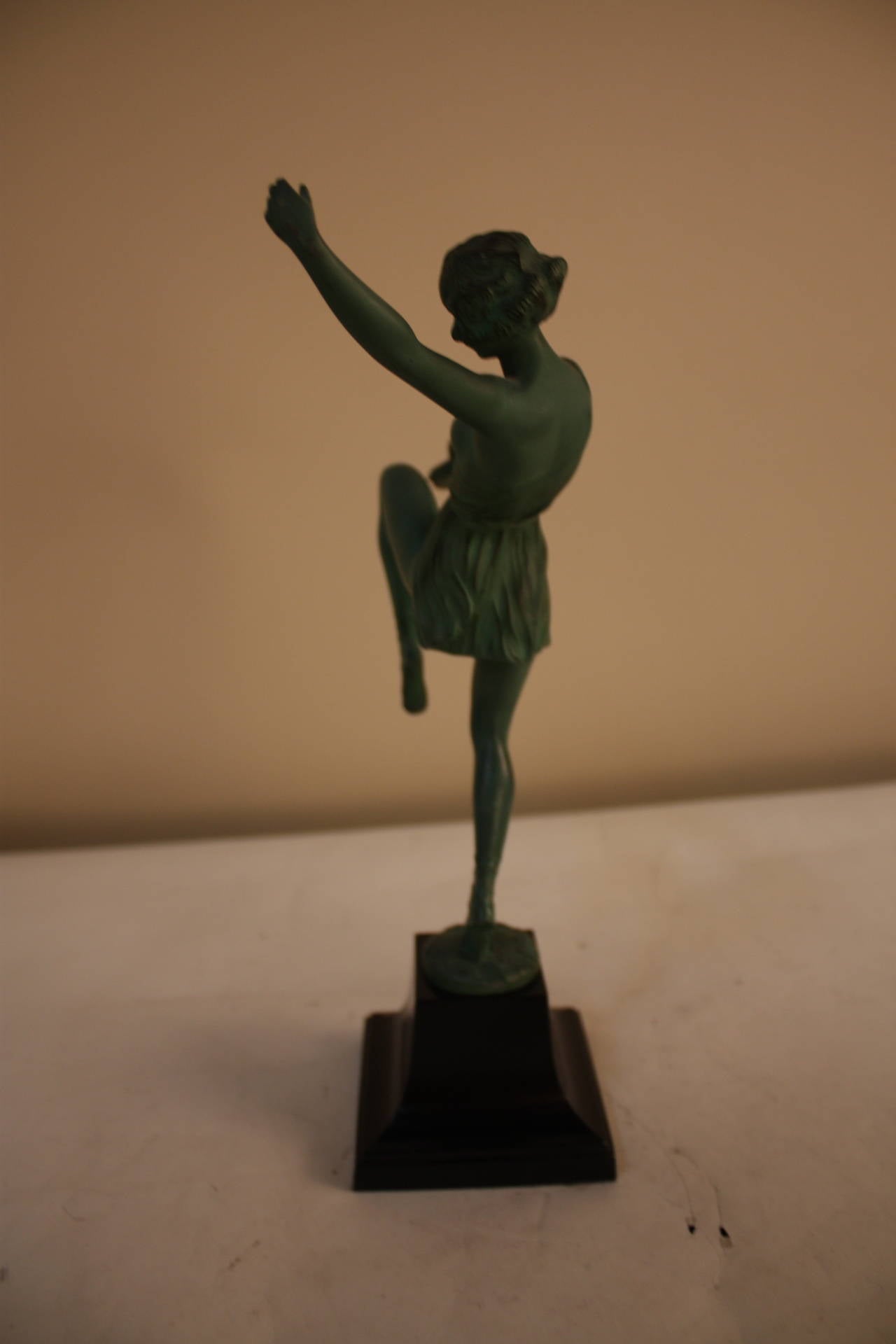 Art Deco Tambourin Dancer Sculpture by Fayral 