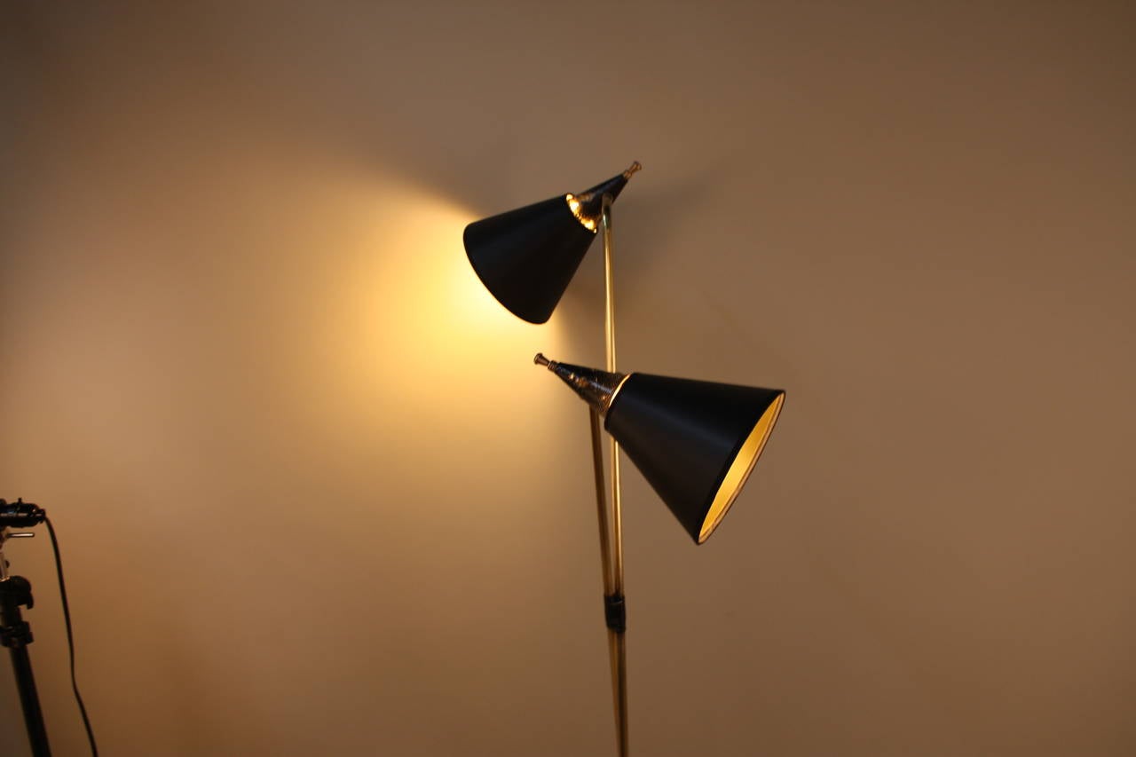 Bronze Mid-Century Double Light Floor Lamp