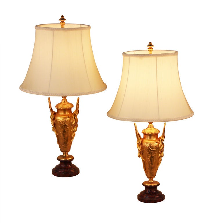 Pair of 19th Century Gilt Bronze Table Lamps