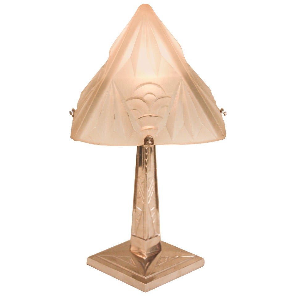 French Art Deco Table Lamp by Degue