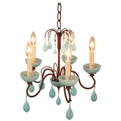 Midcentury Gold Leaf Chandelier