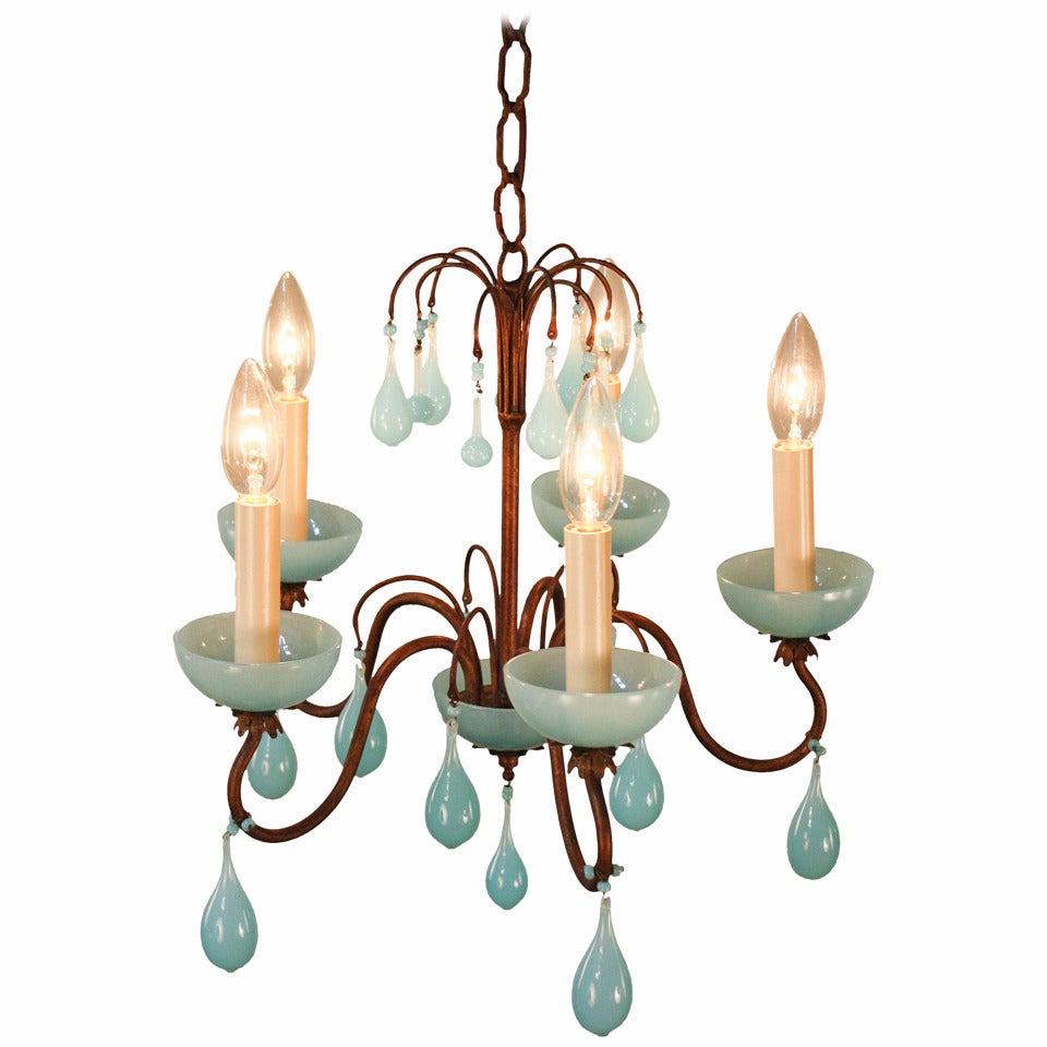 Midcentury Gold Leaf Chandelier