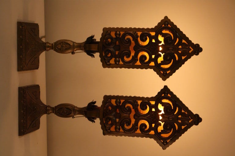 Pair Of American Bronze Lamps