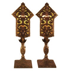 Antique Pair Of American Bronze Lamps