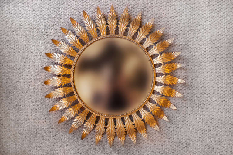 Art Deco Midcentury Gold Leaf Sunburst Mirror