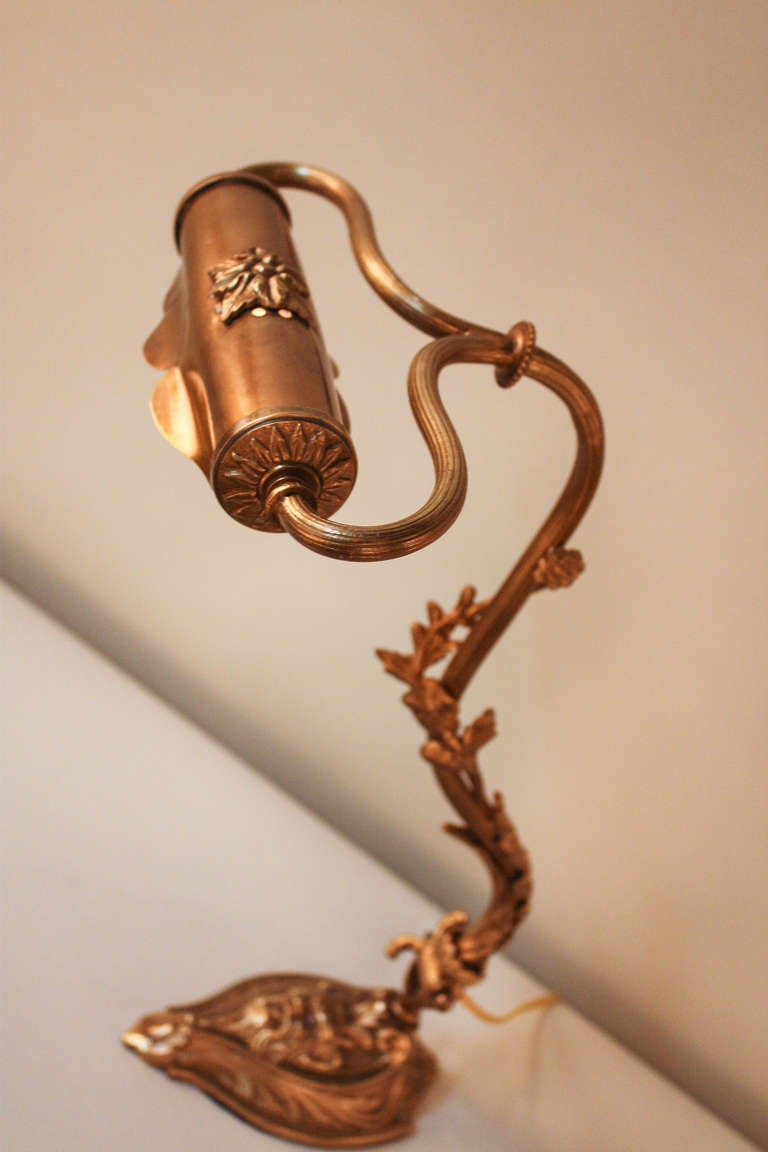 Bronze Desk Lamp In Good Condition In Fairfax, VA