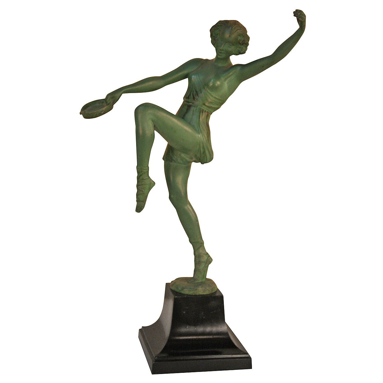 Art Deco Tambourin Dancer Sculpture by Fayral "Pierre Le Faguays"