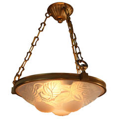 French 1930s Opalescent Ceiling Light