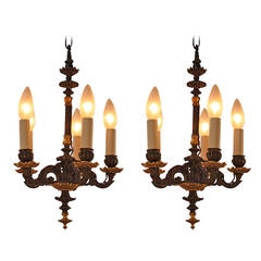 Antique Pair of French 19th Century Bronze Chandelier