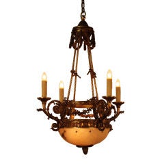 French Bronze And Alabaster Chandelier