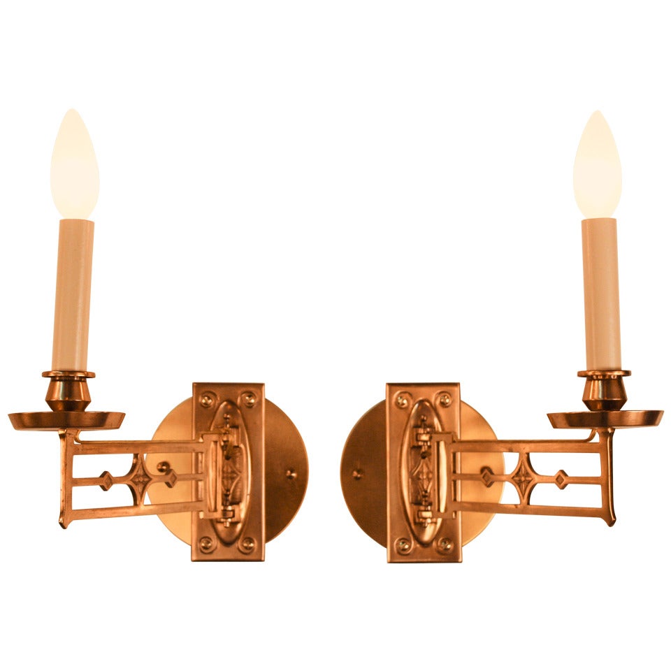 Pair of Art Nouveau PIano Wall Sconces