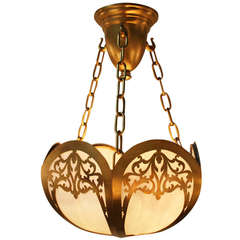 Antique American Stained Glass Chandelier