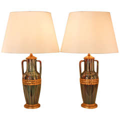 Pair of 1930s French Pottery Lamps