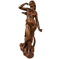 Art Nouveau Bronze Statue by Julien Causse