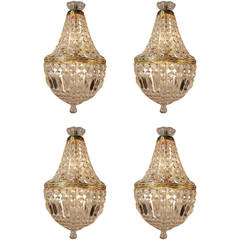 Retro Set Of Four Mid-Century Crystal Chandeliers